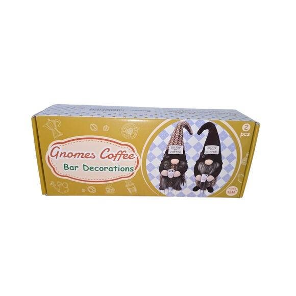 Gnomes Coffee Bar Decorations Plush Set of 2 NIB - Picture 1 of 3